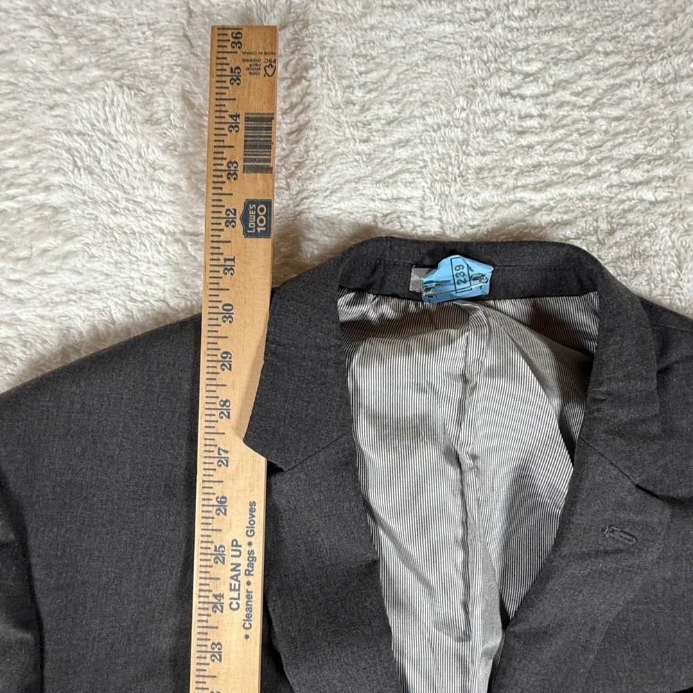 JF J. Ferrar Mens 46R 38/32 Suit Set Grey Spandex Slim Fit Professional Blazer